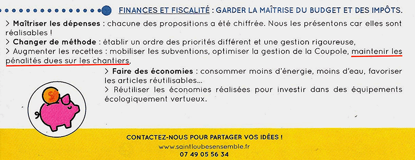 Extrait d'un tract électoral de Saint-Loubès Ensemble d'avant le second tour